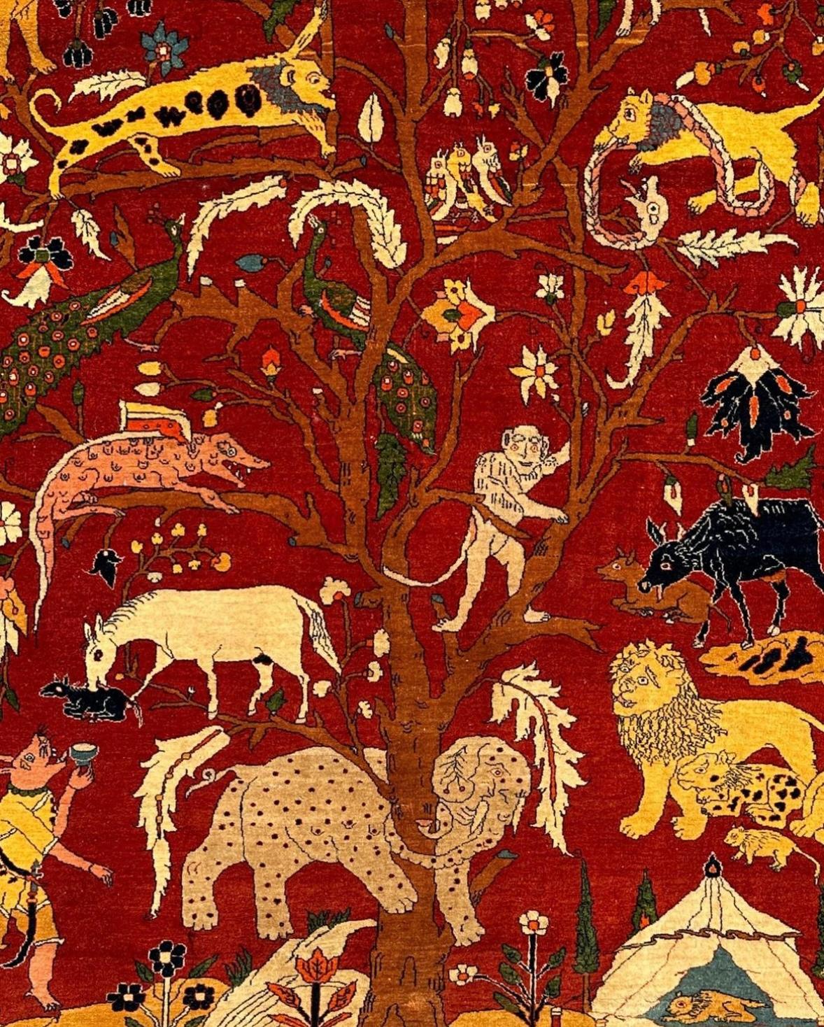 Heriz 'Tree of life' Pictorial Rug, Early 20th Century