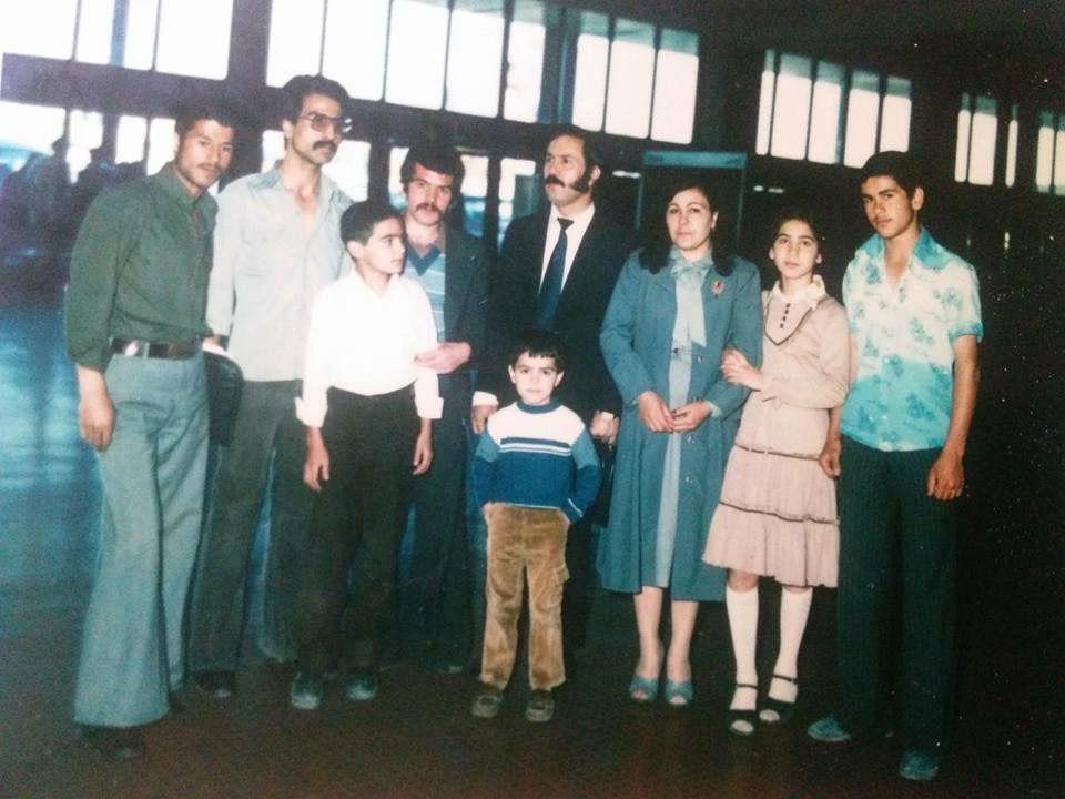 Bahram at Tehran airport the day he immigrated to England (third from left, back row), April 1978